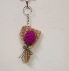 Handmade Crochet Tulip  bouquet Keychain