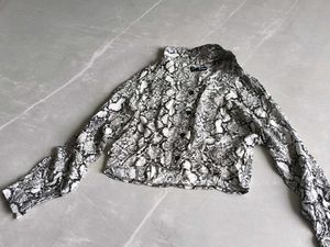 Snake Print Button-Up Blouse