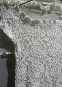 White Lace Puff Sleeve Top