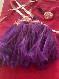 Purple Backless Frock For Newborn With Headband