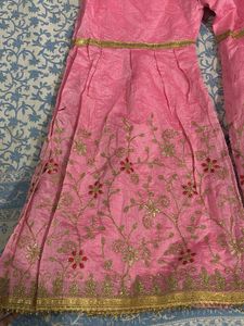 Beautiful Pink Embellished Kurta set with garara a