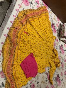 Beautiful Yellow Kurta Set with Pink