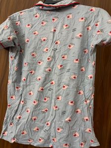 Cute Popcorn Print Pajama Top