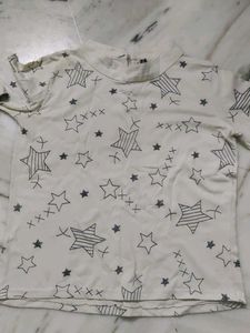 Cute Star Print Ruffle Sleeve Top
