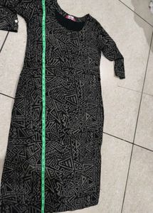 Black Geometric Print Midi Dress