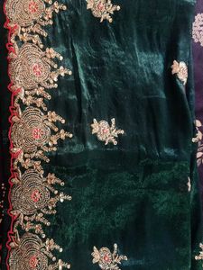 Elegant Embroidered Green Fabric