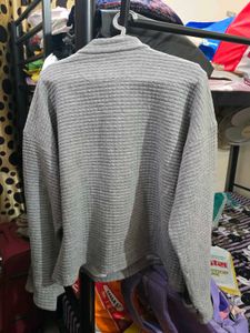 Gray Textured Zip-Up Jacket