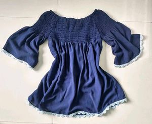 Off-Shoulder Smocked Bell Sleeve Top