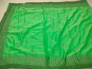 Vibrant Green Embroidered Saree