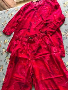 Vibrant Pink Abstract Print Kurta Set
