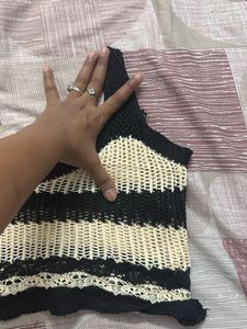 Striped Crochet Knit Top
