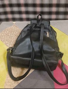 Chic Black Faux Leather Backpack