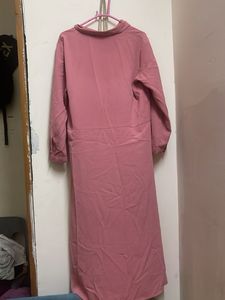 Pink Midi Shirt Dress with Belt