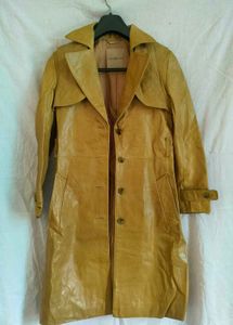 Vintage Mustard Leather Trench Coat