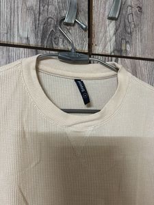 Men's Beige Textured T-Shirt