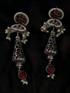 Stunning Oxidised Silver Jhumkas
