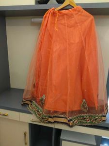 Orange Embellished Lehenga Skirt