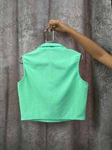 Exported green crop top for office