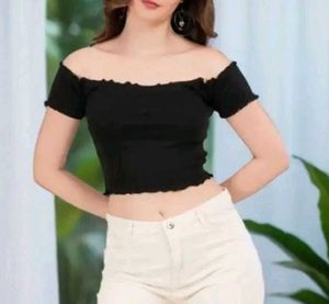 off shoulder Black smoked top