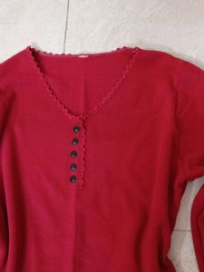 Red Long Sleeve Top