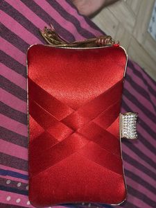 Elegant Red Satin Clutch Bag