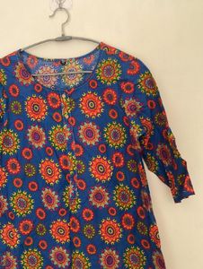 Blue Floral Print Kurta