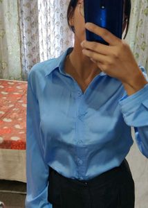 Classy Blue Satin Shirt