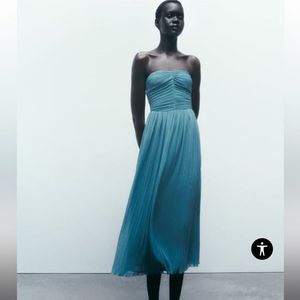 ZARA blue pleated dress