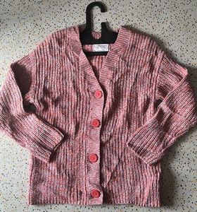 Pink Knit Cardigan Sweater