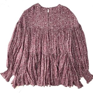 Tiered Paisley Print Long Sleeve Tunic
