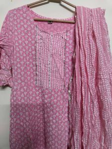 Pink Anarkali Kurta and Dupatta