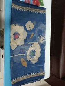 Boho Floral Print Blue Scarf