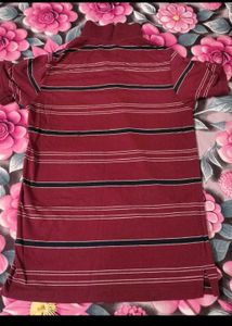 Maroon Striped Polo Shirt
