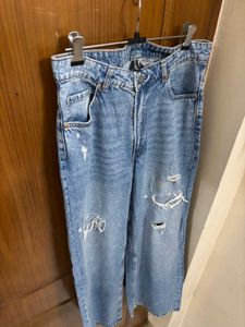 H&amp;M Distressed Wide Leg Jeans