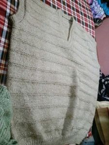 Hand-Knitted Beige Vest