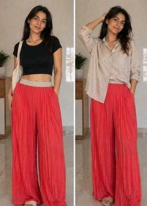 Vibrant Coral Palazzo Pants