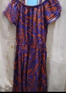 Off-Shoulder Tropical Print Mini Dress