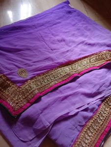 Purple Embroidered Georgette Saree