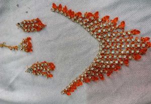Stunning Orange & Crystal Necklace Set