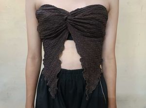 Chic Brown Textured Tube Top