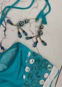 Stunning Teal saare with blouse