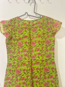 Green Floral Print Kurta