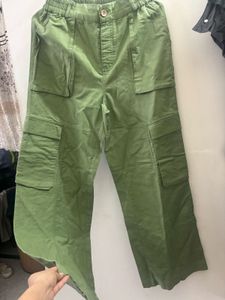 The Souled Store Green Linen Blend Cargo Pants