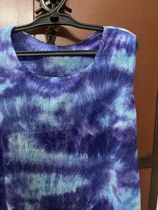 Blue Tie-Dye Sleeveless Dress