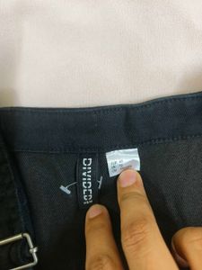 H&amp;M black denim button down mini dress