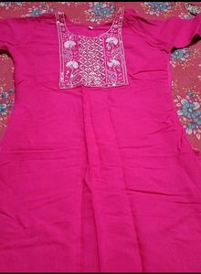 Embroidered Kurtas - Pink &amp; Olive Green