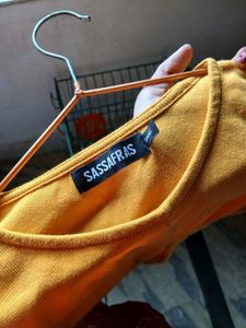 Mustard Yellow Ribbed Long-Sleeve Front-Twist Crop