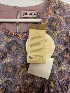 Fabindia Girls’ Lavender Floral Cotton Dress with