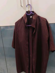Maroon Mandarin Collar Shirt For Women