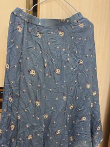 Blue Floral Midi Skirt